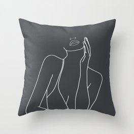 Minimal Line Art of a Woman Throw Pillow