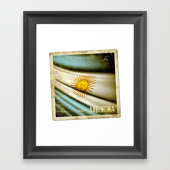 Grunge sticker of Argentina flag Framed Art Print