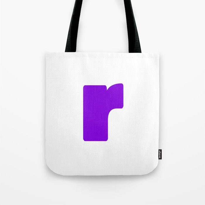 r (Violet & White Letter) Tote Bag