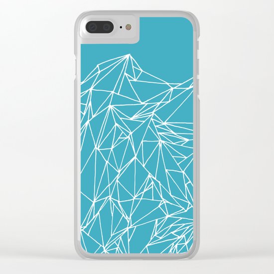 Geometric pattern 01 minimalistic triangles white on teal Clear iPhone Case