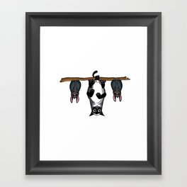 Bats and cat design hanging upside down Framed Art Print
