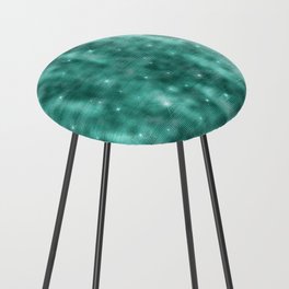 Glam Teal Diamond Shimmer Glitter Counter Stool