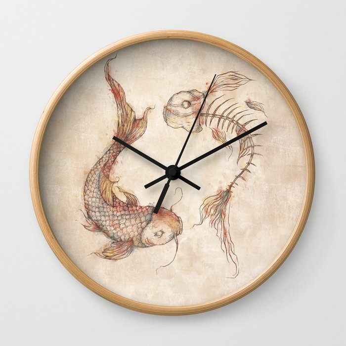 Yin Yang Fish Wall Clock
