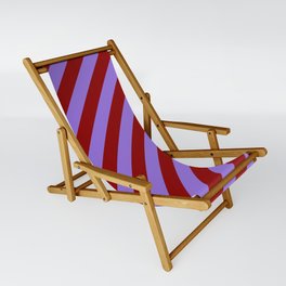 [ Thumbnail: Purple & Dark Red Colored Striped Pattern Sling Chair ]