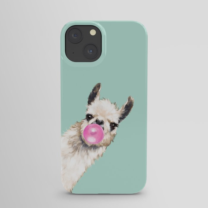 Bubble Gum Sneaky Llama in Green iPhone Case