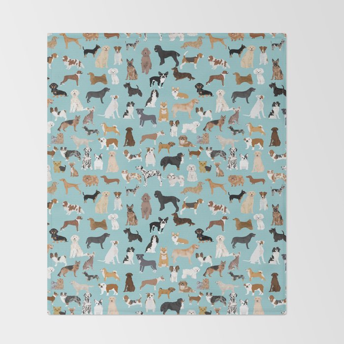 Dogs pattern print must have gifts for dog person mint dog breeds Throw Blanket
