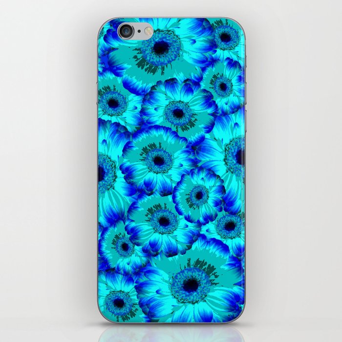 Blue Flowers Pattern Design iPhone Skin