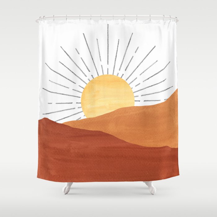 Terracotta desert sun Shower Curtain