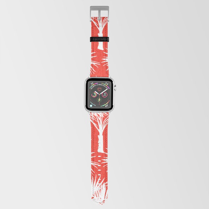 70’s Palm Springs Trees White on Red Apple Watch Band