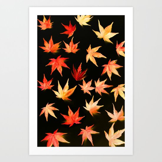 AUTUMN ROMANCE - LEAVES PATTERN #3 #decor #art #society6 Art Print