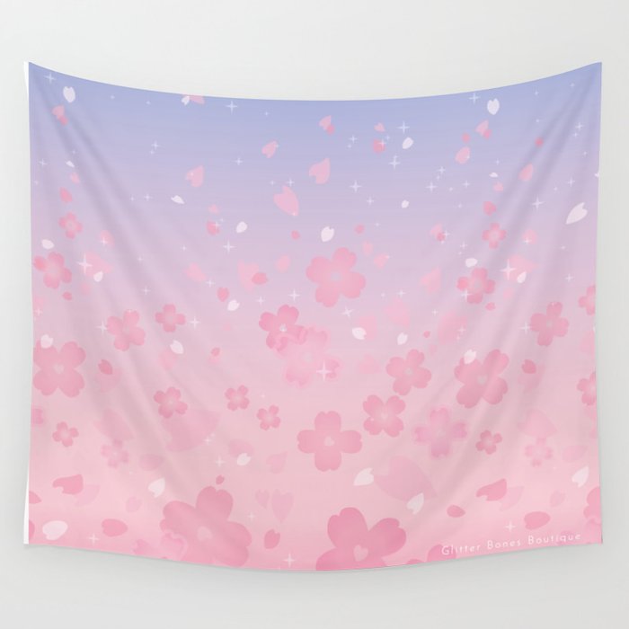 Sakura Cherry Blossom Sunset Wall Tapestry