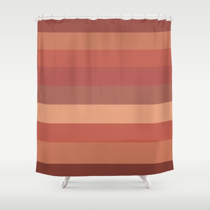 Warm Santa Fe Stripes - Variable Stripe Pattern in Dusky Rust Adobe Clay Earth Tones  Shower Curtain