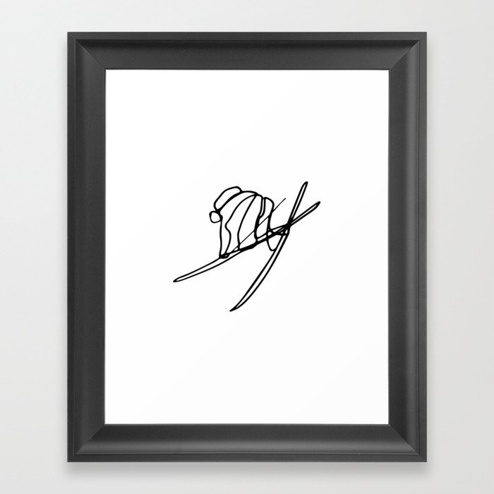 Skier Grabs :: Single Line Framed Art Print