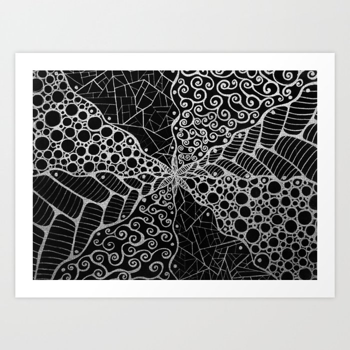Black and white mandala Art Print