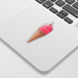 Pink Strawberry Ice Cream Cone Pattern Sticker