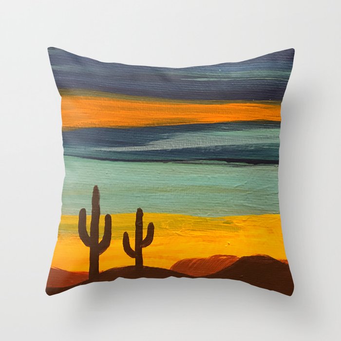 Sunset in Saguaro National Park, Arizona, Us Throw Pillow