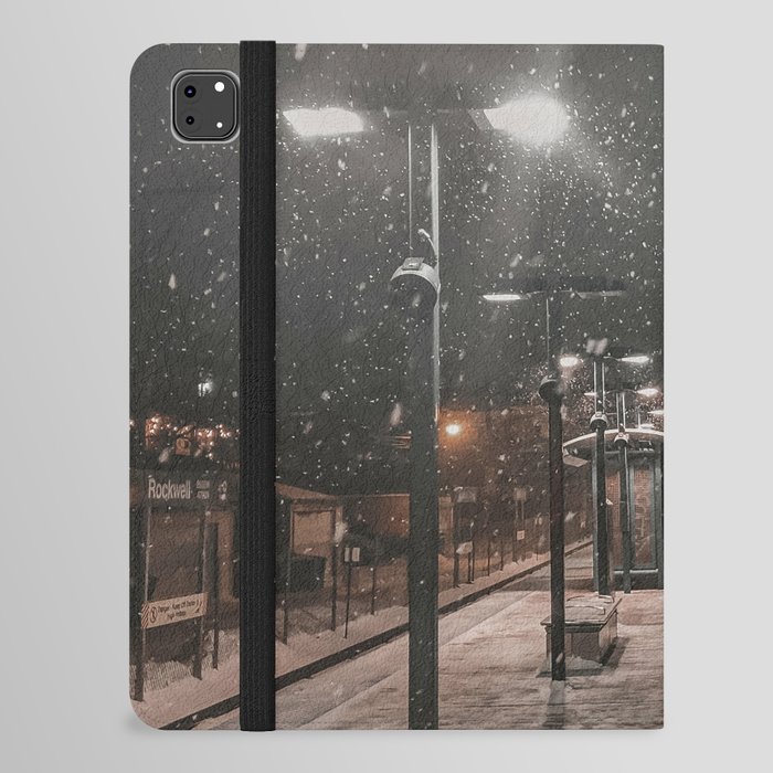 Snowy Streets at Night iPad Folio Case