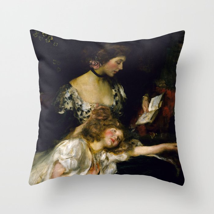 Mother and Child, Lady Shannon and Kitty  by James Jebusa Shannon Throw Pillow
