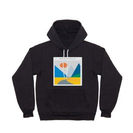 Road dwindling upon the mountains vintage artwork Hoody | Hipster, Road, Yellow, Blacktop, 80S, Mountainroads, Blue, Aspens, Vintage, Retro 