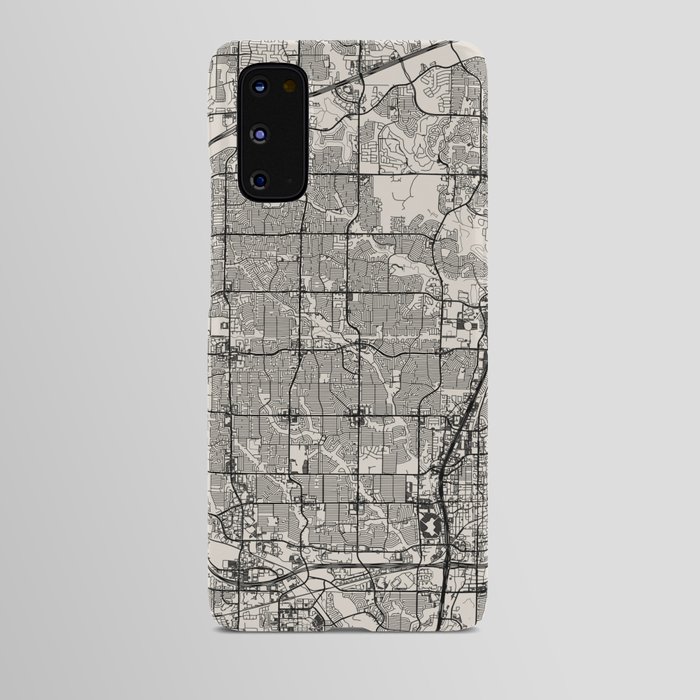 USA, Plano City Map Drawing - Black and White Android Case