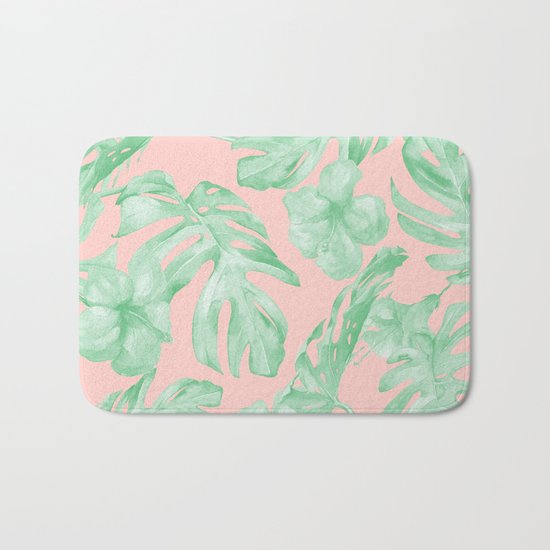 Island Life Seashell Pink + Light Green Bath Mat