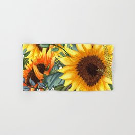 Festive, Thanksgiving, Sunflower, Watercolor Print Hand & Bath Towel