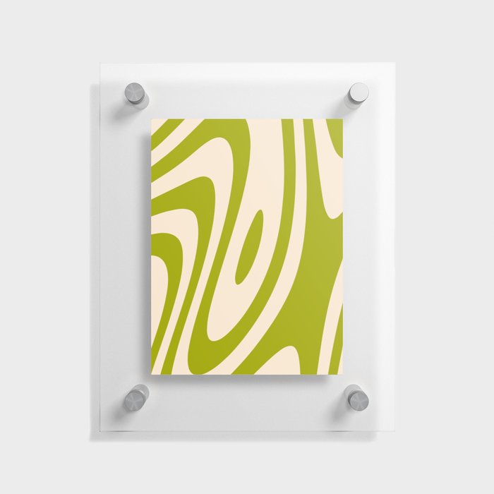 Olive Green Groovy Zebra Liquid Stripes Design  Floating Acrylic Print