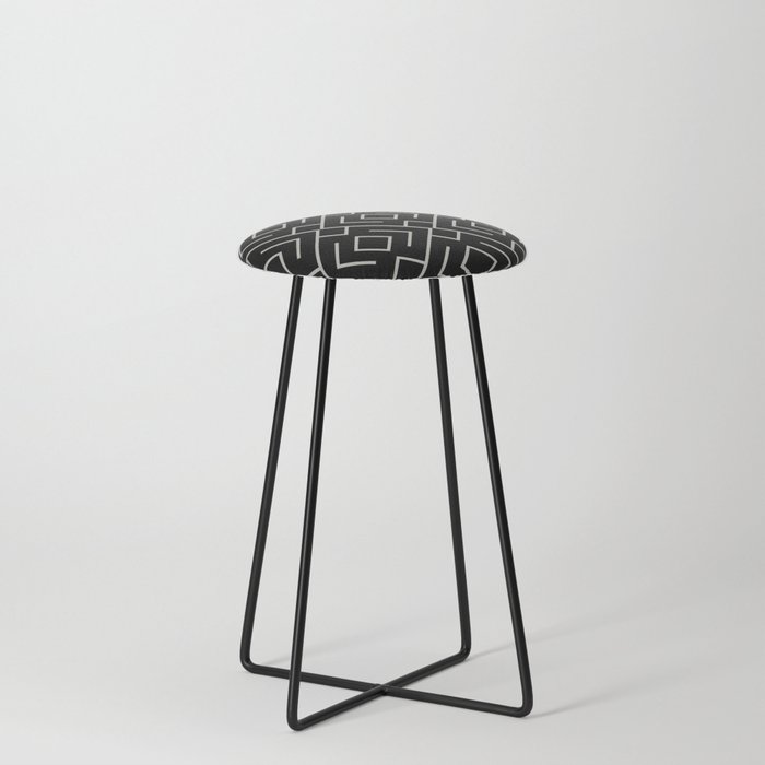 Black and Green Shape Mosaic Pattern 4 - Pratt and Lamberts 2022 Color of the Year Gray Mist 419B Counter Stool