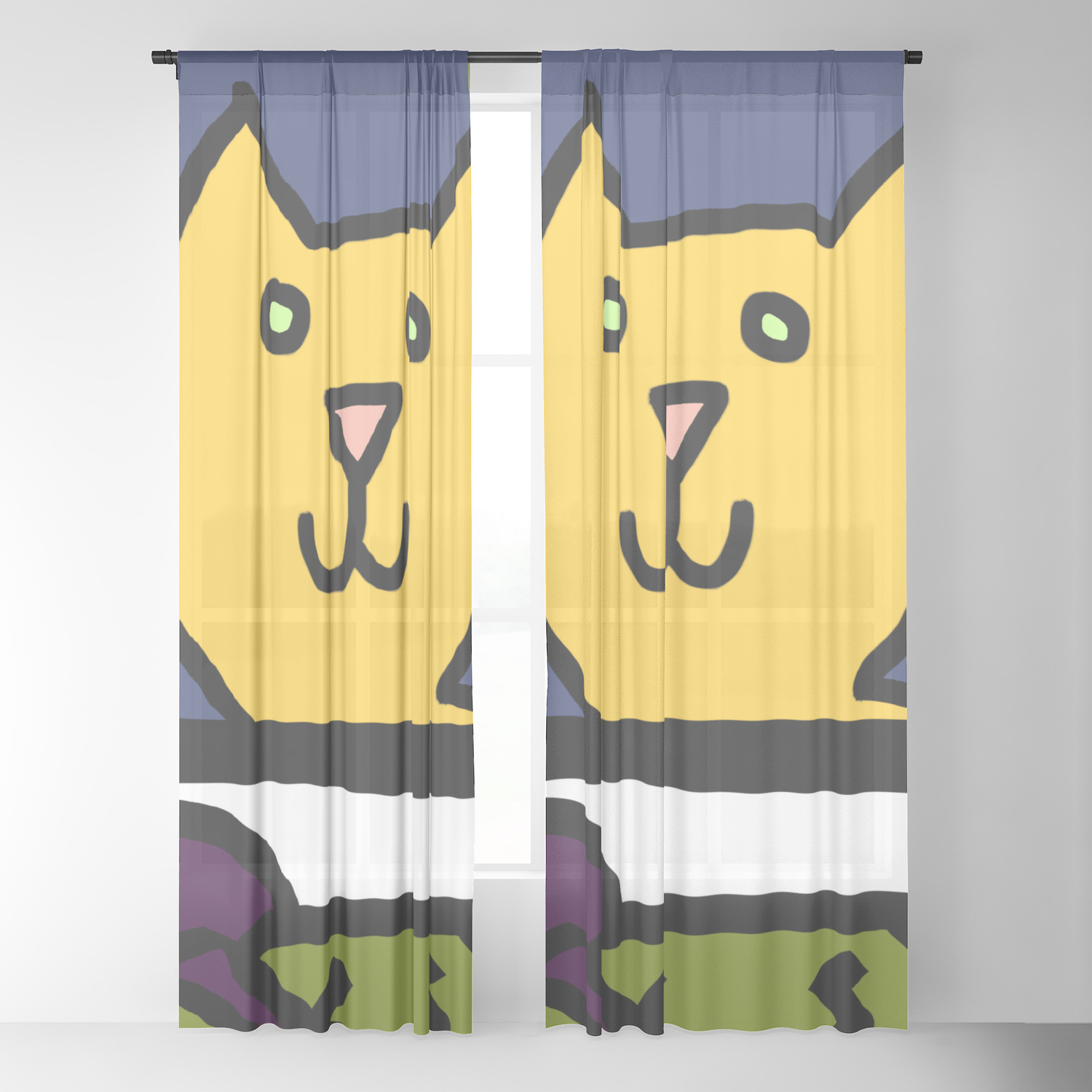 Woman Yelling At Cat Meme Detail 3 Sheer Curtain By