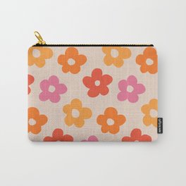 Retro 60s 70s Flowers Pattern #pattern #vintage Carry-All Pouch | Curated, Mid Century, Yellow, Retro, Vintage, Pinkandorange, Graphicdesign, 70Scolorpallete, Vintagecolors, Pattern 