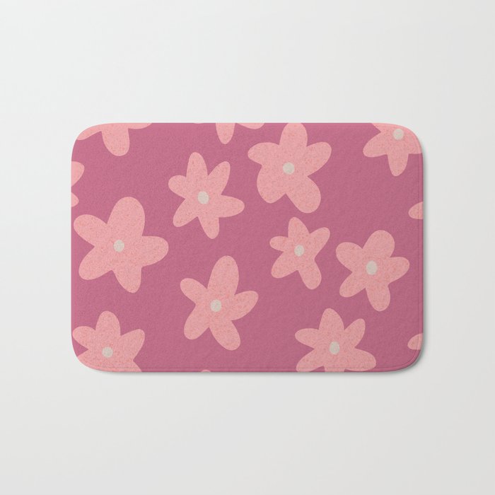 Floral Happiness - Soft and medium pink Bath Mat