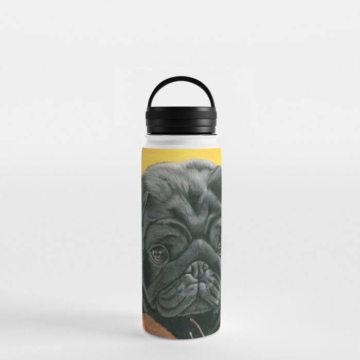 Pug In Leaves Water Bottle