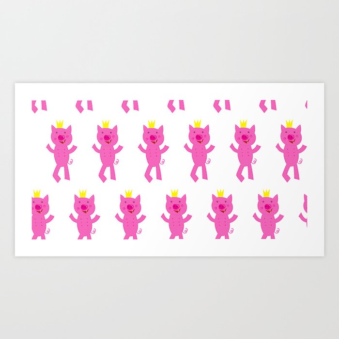 Pig princess pattern Art Print