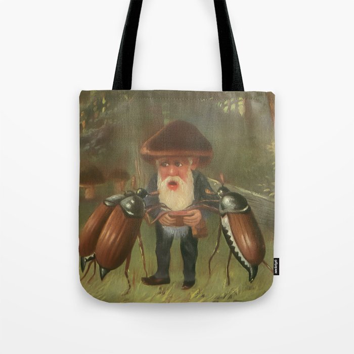 Gnome Pestered by three begging mayflies Vintage Postcard Art Tote Bag