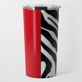Black white and red zebra print monochrome Travel Mug