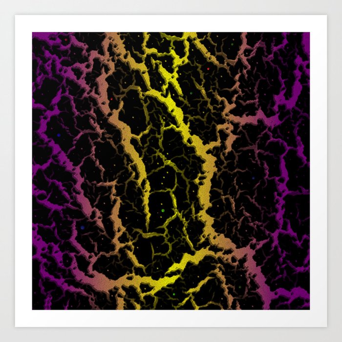 Cracked Space Lava - Purple/Yellow Art Print
