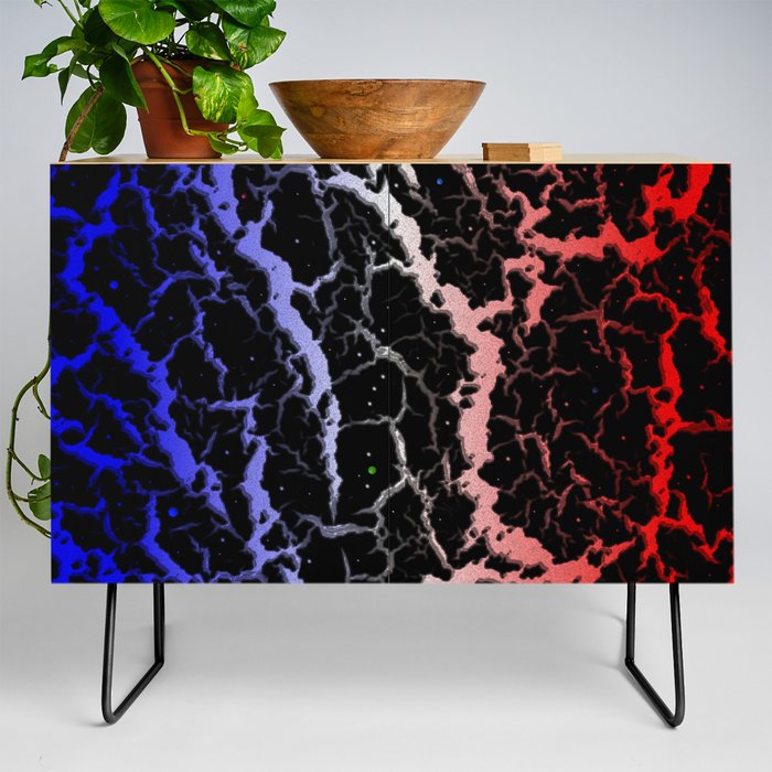 Cracked Space Lava - Blue/White/Red Credenza