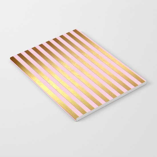 Striped- Pink and gold luxury stripes design Notebook