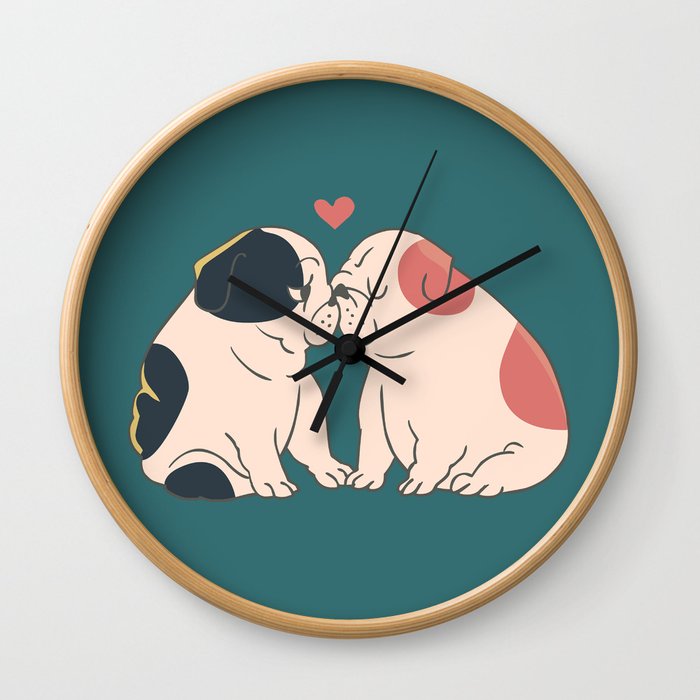 English Bulldog Kisses Wall Clock