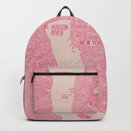 nyc map new york red Backpack | Us, Ink, Tourism, Tourist, Usa, Liberty, Nyc, Manhattan, Traveler, Pink 