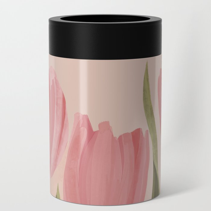 Pink tulips Can Cooler