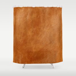 Rustic ginger smooth natural brown leather, vintage nature texture Shower Curtain