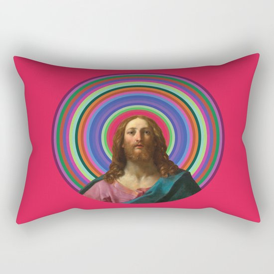 Rainbow Jesus Rectangular Pillow