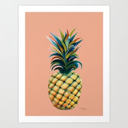 Pineapple watercolor - soft peach Art Print