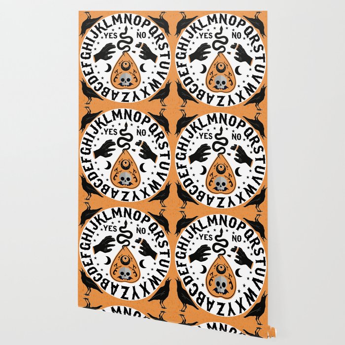 Orange And Black Modern Ouija Board With Ravens Wallpaper By Sunnybunny Society6