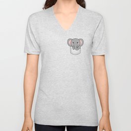 Elephant In Pocket Cute Elephants In Breast Pocket V Neck T Shirt