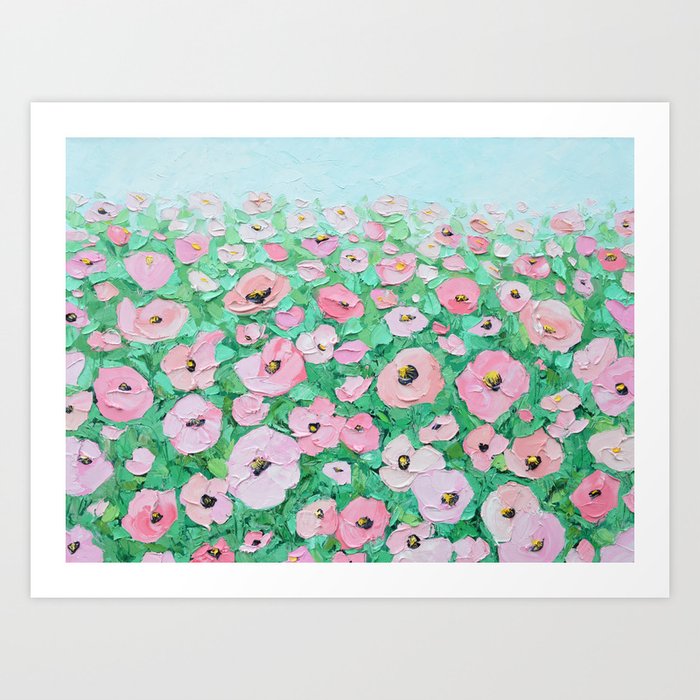 Pink Poppy Fields Art Print