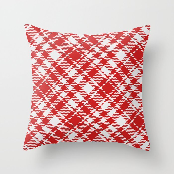 Red Christmas simple plaid Throw Pillow