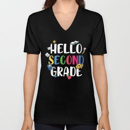 Hello Second Grade Back To School V Neck T Shirt