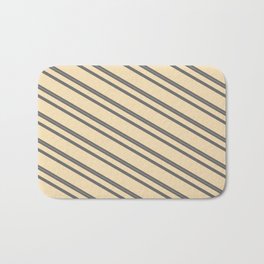 [ Thumbnail: Dim Gray & Tan Colored Striped/Lined Pattern Bath Mat ]